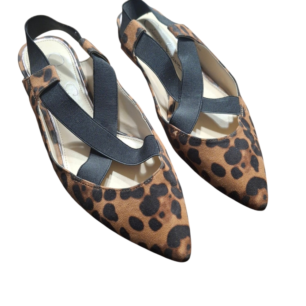 JESSICA SIMPSON SIZE 7 Leopard Print Women's Slingback Flats
